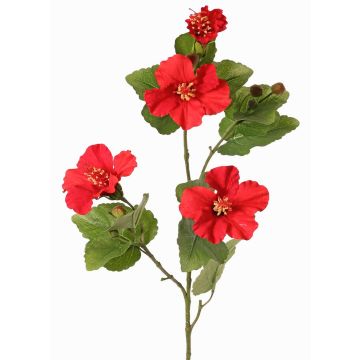 Rama artificial de hibisco TELSIMA con flores, roja, 80 cm