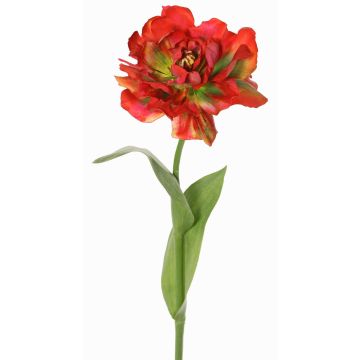 Tulipán artificial «STEFANIE» con forma de loro, rojo y verde, 65 cm, Ø 14 cm