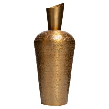 Botella decorativa de metal VICTORINO, estructura, oro, 41cm, Ø16,5cm