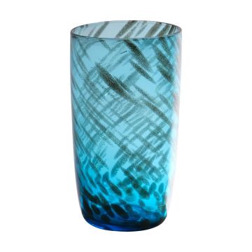 Florero de mesa MARICAR de cristal, con motivo, azul-dorado transparente, 14,5cm, Ø8cm
