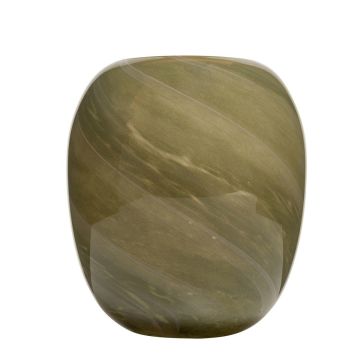 Jarrón de cristal ITZIAR con motivo, verde-dorado, 26cm, Ø22cm