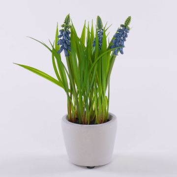 Flor artificial de jacinto de racimo NARMADA en maceta de cemento, azul, 20cm Flor artificial de jacinto de racimo NARMADA en maceta de cemento, azul, 20cm