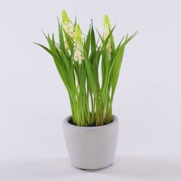 Flor artificial de jacinto en racimo NARMADA en maceta de cemento, blanca, 20cm Flor artificial de jacinto en racimo NARMADA en maceta de cemento, blanca, 20cm