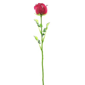 Rosa de plástico EVARISTO con aspecto de cristal, 12 unidades, rojo burdeos, 80 cm Rosa de plástico EVARISTO con aspecto de cristal, 12 unidades, rojo burdeos, 80 cm