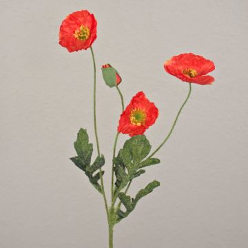 Rama de amapola artificial OXANDRINE, rojo anaranjado, 60 cm, Ø 6 cm