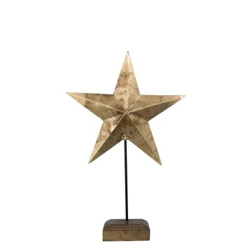 Estrella decorativa DORANA de metal, base de madera, dorada, 15 x 9 x 27 cm Estrella decorativa DORANA de metal, base de madera, dorada, 15 x 9 x 27 cm