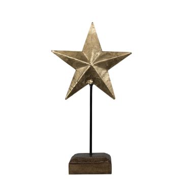 Estrella decorativa DORANA de metal, base de madera, dorada, 19 x 10 x 35 cm Estrella decorativa DORANA de metal, base de madera, dorada, 19 x 10 x 35 cm