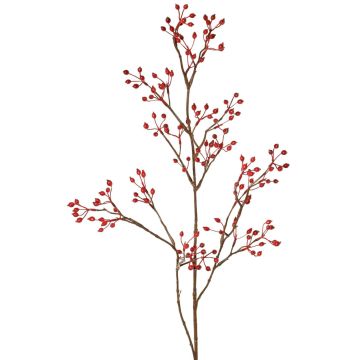 Rama artificial de rosa silvestre HIKERNO con escaramujos, roja, 100 cm Rama artificial de rosa silvestre HIKERNO con escaramujos, roja, 100 cm