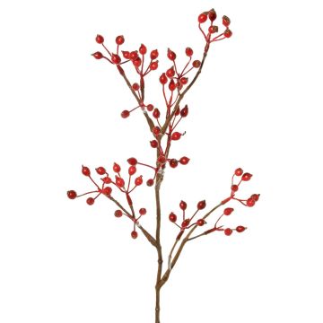 Rama artificial de rosa silvestre HIKERNO con escaramujos, roja, 60 cm Rama artificial de rosa silvestre HIKERNO con escaramujos, roja, 60 cm
