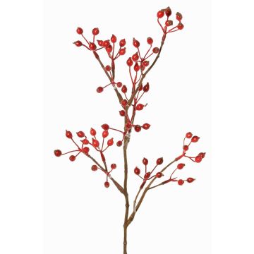 Rama artificial de rosa silvestre HIKERNO con escaramujos, roja, 60cm