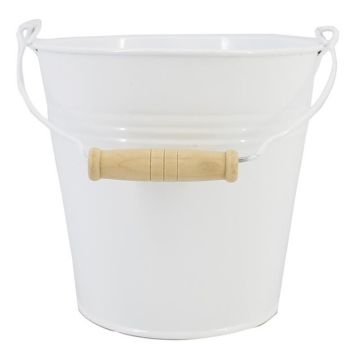 Cubo de zinc MAUREA con asa de madera de haya, blanco, 19 cm, Ø 20 cm Cubo de zinc MAUREA con asa de madera de haya, blanco, 19 cm, Ø 20 cm