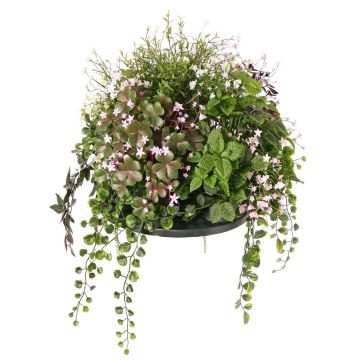Arreglo floral artificial de impatiens DANFIR, menta, helecho, trébol, blanco-verde, 50 cm, Ø 32 cm