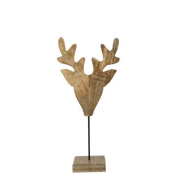 Figura decorativa de ciervo de madera LINDAL, base de madera, color natural, 26 x 15 x 60 cm