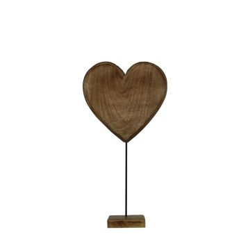 Figura decorativa de corazón de madera LINDAL, base de madera, color natural, 12 x 12 x 27 cm Figura decorativa de corazón de madera LINDAL, base de madera, color natural, 12 x 12 x 27 cm