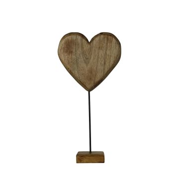 Figura decorativa de corazón de madera LINDAL, base, natural, 18x8x35cm