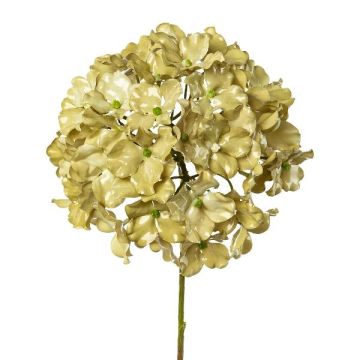 Flor artificial de hortensia IGMYR, verde metalizado, 65 cm