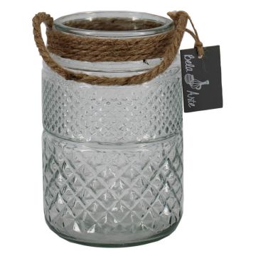 Lámpara de exterior OPALUS con cuerda, diseño de rombos, transparente, 19 cm, Ø 12 cm Lámpara de exterior OPALUS con cuerda, diseño de rombos, transparente, 19 cm, Ø 12 cm