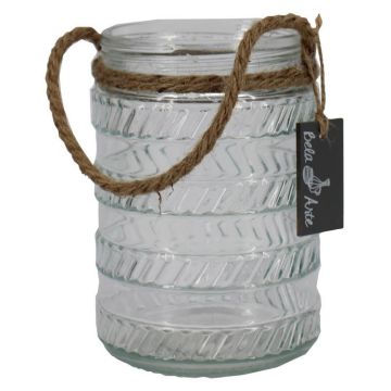 Lámpara de viento PRISMY con cuerda, estampada, transparente, 16,5 cm, Ø 11 cm Lámpara de viento PRISMY con cuerda, estampada, transparente, 16,5 cm, Ø 11 cm