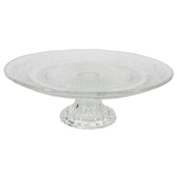 Bandeja de cristal para tartas ALVATIR con pie, estampada, transparente, 7,8 cm, Ø 22,8 cm Bandeja de cristal para tartas ALVATIR con pie, estampada, transparente, 7,8 cm, Ø 22,8 cm