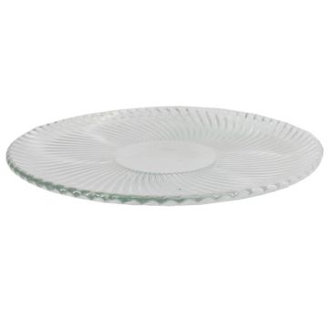 Plato de cristal CATHLENN con estrías, transparente, 2 cm, Ø 26 cm Plato de cristal CATHLENN con estrías, transparente, 2 cm, Ø 26 cm