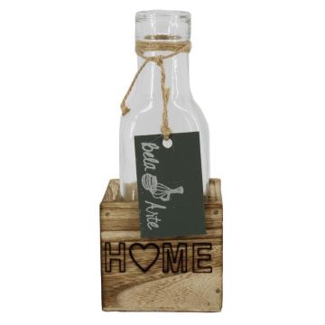 Botella de cristal STOLLAN en cajita de madera, con la inscripción «Home», transparente, 6,7 x 6,7 x 15,5 cm Botella de cristal STOLLAN en cajita de madera, con la inscripción «Home», transparente, 6,7 x 6,7 x 15,5 cm