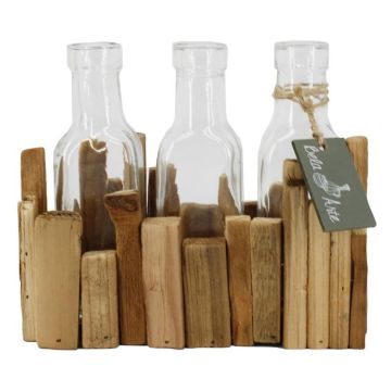 Botella de cristal STOLLAN en cajita de madera, 3 unidades, transparente, 21 x 9 x 15,5 cm Botella de cristal STOLLAN en cajita de madera, 3 unidades, transparente, 21 x 9 x 15,5 cm