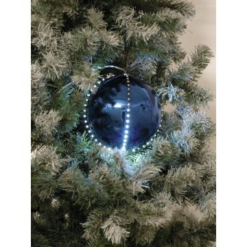 Bolas navideñas con luz LED LUVELIA, 5 piezas, azul oscuro brillante, Ø8cm