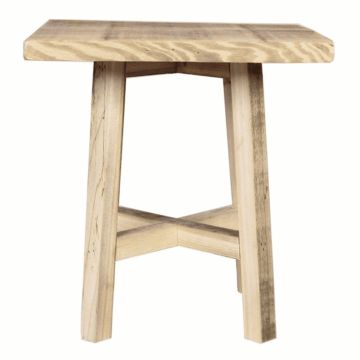 Taburete de madera cuadrado MAREA, beige, 25,5cm, Ø24cm