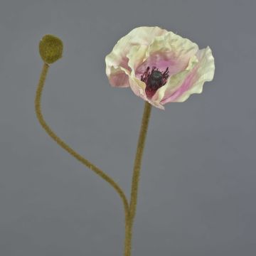 Flor decorativa de amapola YILAN, rosa y blanco, 60 cm, Ø 12 cm