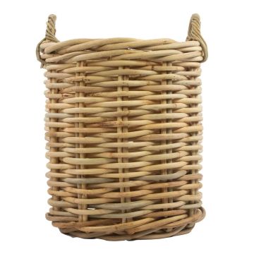 Cesta redonda de ratán BENIGNO con asas, marrón, 59 cm, Ø 44 cm