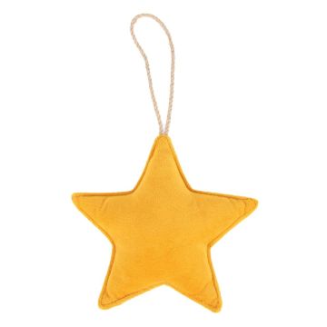 Colgante decorativo de terciopelo EYRUN en forma de estrella, cordón para colgar, amarillo, Ø16cm
