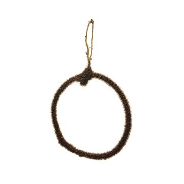 Anillo metálico decorativo HELIJIA para colgar, flocado, marrón oscuro, Ø 15 cm