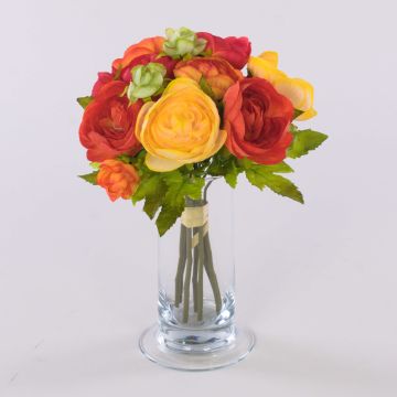 Ramo de ranúnculos artificiales TONIE, amarillo-naranja, 20 cm, Ø 20 cm
