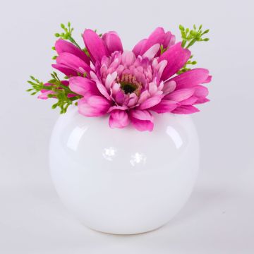 Gerbera de terciopelo IMINA en maceta de cerámica, rosa-lila, 12 cm, Ø 15 cm