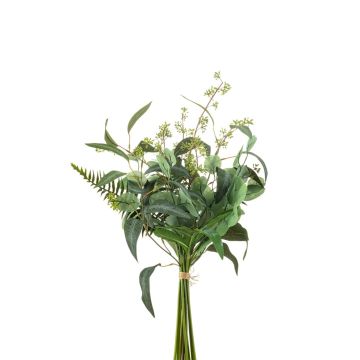 Ramo de helecho de eucalipto artificial ZIGU, con frutos, verde, 60 cm
