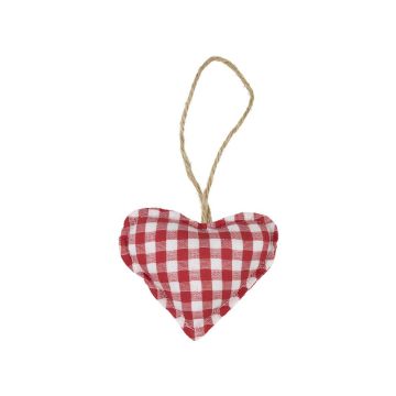 Adorno decorativo en forma de corazón FANNAR de algodón, a cuadros, rojo y blanco, Ø 10 cm Adorno decorativo en forma de corazón FANNAR de algodón, a cuadros, rojo y blanco, Ø 10 cm