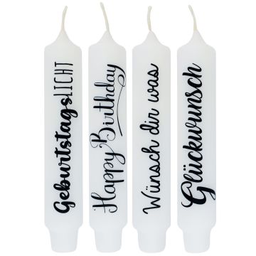 Vela cilíndrica con mensaje «KELANI», «Deseos», 4 velas, 4 mensajes, multicolor, 16,5 cm, Ø 2,8 cm, 6 h