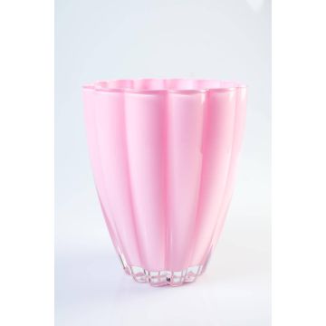 Pequeño florero de cristal / Jarrón de mesa BEA, fucsia, 17cm, Ø 14cm