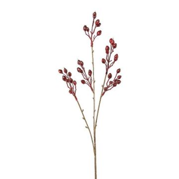 Rama artificial de rosa silvestre FRIMTE con escaramujos, rojo burdeos, 55 cm Rama artificial de rosa silvestre FRIMTE con escaramujos, rojo burdeos, 55 cm