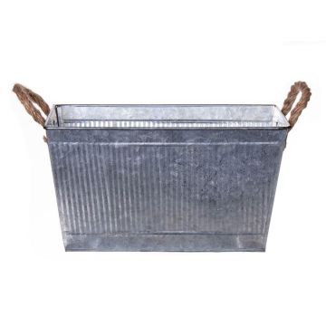 Jardinera rectangular BIMETO con asas, ranuras, zinc, plateada, 24 x 14 x 13 cm Jardinera rectangular BIMETO con asas, ranuras, zinc, plateada, 24 x 14 x 13 cm