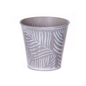 Maceta FABIONALTA con motivo de hojas, zinc, gris topo-blanco, 9,3 cm, Ø 10 cm