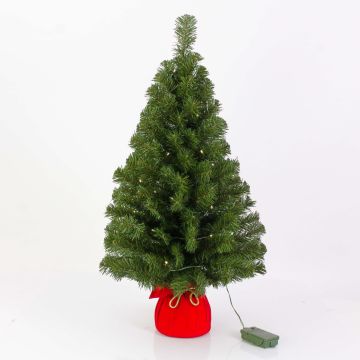 Árbol de Navidad artificial WARSCHAU, saco de yute rojo, luces LED, 90 cm, Ø 50 cm Árbol de Navidad artificial WARSCHAU, saco de yute rojo, luces LED, 90 cm, Ø 50 cm