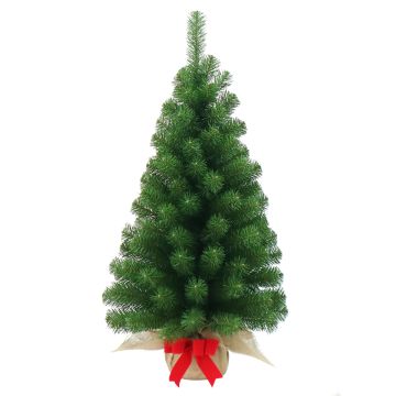 Árbol de Navidad artificial WARSZAWA, saco de yute, lazo rojo, 90 cm, Ø 50 cm Árbol de Navidad artificial WARSZAWA, saco de yute, lazo rojo, 90 cm, Ø 50 cm
