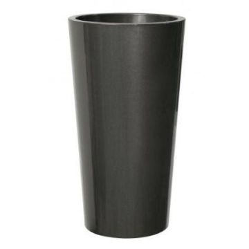 Jardinera redonda alta THERESITA de plástico, con inserto, kit de riego, color antracita, 75 cm, Ø 40 cm Jardinera redonda alta THERESITA de plástico, con inserto, kit de riego, color antracita, 75 cm, Ø 40 cm