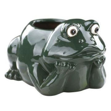 Maceta con forma de rana BYKAN, cerámica, verde oscuro, 31 x 22 x 19 cm Maceta con forma de rana BYKAN, cerámica, verde oscuro, 31 x 22 x 19 cm