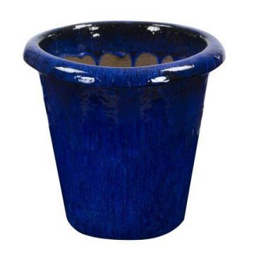 Maceta de terracota ELVORN, esmaltada, degradado de color, azul, 52 cm, Ø 55 cm Maceta de terracota ELVORN, esmaltada, degradado de color, azul, 52 cm, Ø 55 cm