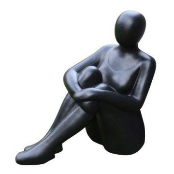Figura de jardín «Mujer VUNKY» de terrazo reforzado con fibra, negro, 53 x 27,5 x 56,5 cm Figura de jardín «Mujer VUNKY» de terrazo reforzado con fibra, negro, 53 x 27,5 x 56,5 cm