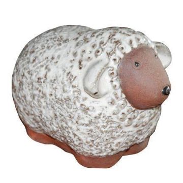 Figura de oveja ZENARA de cerámica, esmaltada, blanca, 17 x 11 x 12 cm