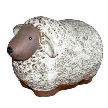 Figura de oveja ZENARA de cerámica, esmaltada, blanca, 24 x 16 x 16 cm