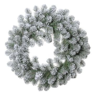 Corona artificial de abeto FRANKLIN, con nieve, blanco y verde, Ø 60 cm Corona artificial de abeto FRANKLIN, con nieve, blanco y verde, Ø 60 cm